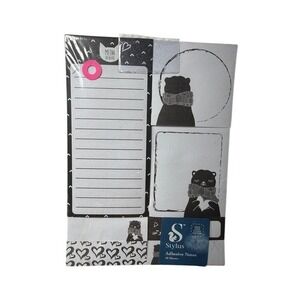 Stylus Adhesive Notes Stationery Set Black Cat Hearts 40 Sheets NEW
